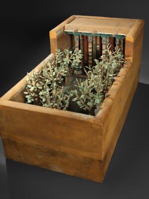 Model of a Garden, ca. 1981–1975 B.C.
Egyptian, Middle Kingdom
Wood, paint Copper; L. 84.4 cm (33 1/4); W. 42.5 cm (16 3/4 in); H. 39.5 cm (15 9/16)
The Metropolitan Museum of Art, New York, Rogers Fund and Edward S. Harkness Gift, 1920 (20.3.13)
http://www.metmuseum.org/Collections/search-the-collections/544256