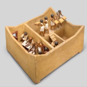 Model Granary from the Tomb of Meketre, ca. 1981–1975 B.C.Egyptian, Middle KingdomWood, plaster, paint, linen, grain; h. 36.5 (14 3/8 in); l. 74 (29 1/8 in); w. 58 cm (22 13/16 in) average height of figures: 20 cm (7 7/8 in.)The Metropolitan Museum of Art, New York, Rogers Fund and Edward S. Harkness Gift, 1920 (20.3.11)http://www.metmuseum.org/Collections/search-the-collections/545281