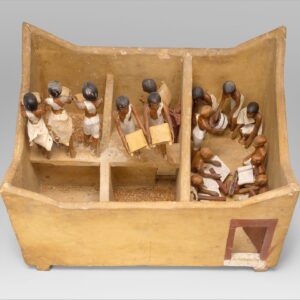 Model Granary from the Tomb of Meketre, ca. 1981–1975 B.C.Egyptian, Middle KingdomWood, plaster, paint, linen, grain; h. 36.5 (14 3/8 in); l. 74 (29 1/8 in); w. 58 cm (22 13/16 in) average height of figures: 20 cm (7 7/8 in.)The Metropolitan Museum of Art, New York, Rogers Fund and Edward S. Harkness Gift, 1920 (20.3.11)http://www.metmuseum.org/Collections/search-the-collections/545281